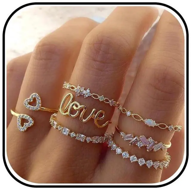 Main image of Gold Stackable Rings for Women Teen Girls Gifts Cute Knuckle Midi Ring Set