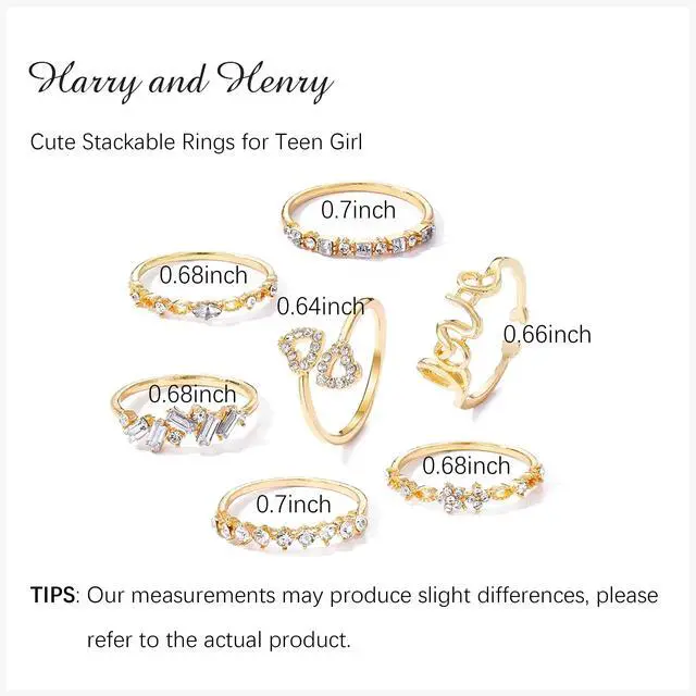Alt view image 6 of 7 - Gold Stackable Rings for Women Teen Girls Gifts Cute Knuckle Midi Ring Set