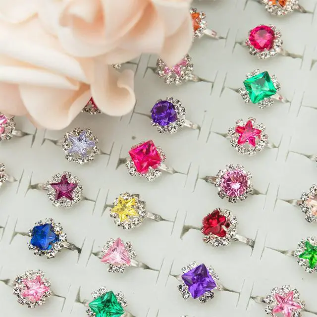 Alt view image 3 of 4 - ONEST 100 Pieces Cute Rings Jewelry Rings Pretend Play Ring and Dress up Ring Gift