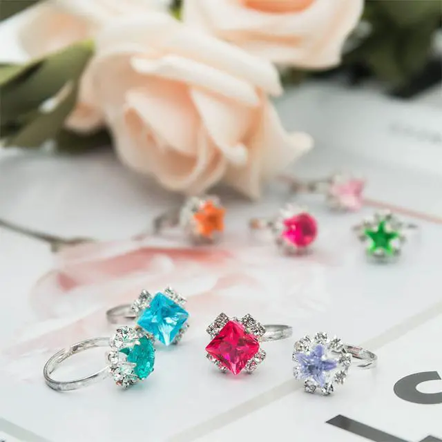 Alt view image 4 of 4 - ONEST 100 Pieces Cute Rings Jewelry Rings Pretend Play Ring and Dress up Ring Gift