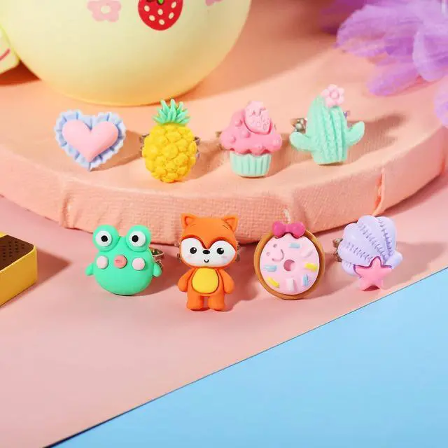 Alt view image 5 of 7 - Little Girl Jewel Rings 24 Pcs,Adjustable Kids Ring Set in Gift Box