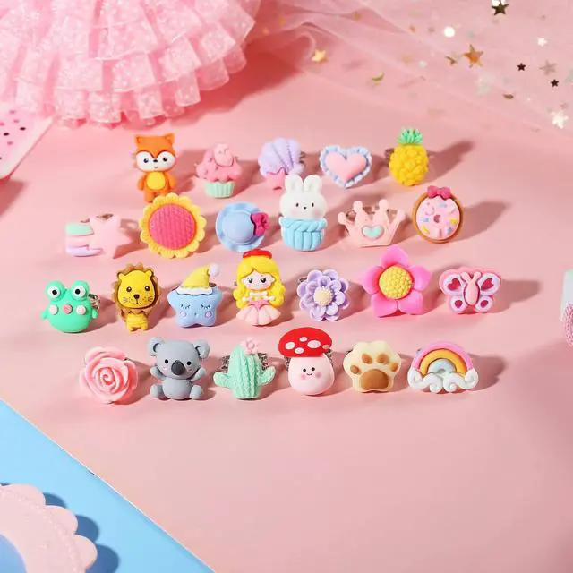 Alt view image 4 of 7 - Little Girl Jewel Rings 24 Pcs,Adjustable Kids Ring Set in Gift Box