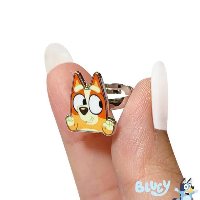 Alt view image 5 of 6 - Bluey Kids Jewelry: 4-Piece Adjustable Rings for Girls, Ring Sets with metal charm Fashion Girls Jewelry Ages 3+
