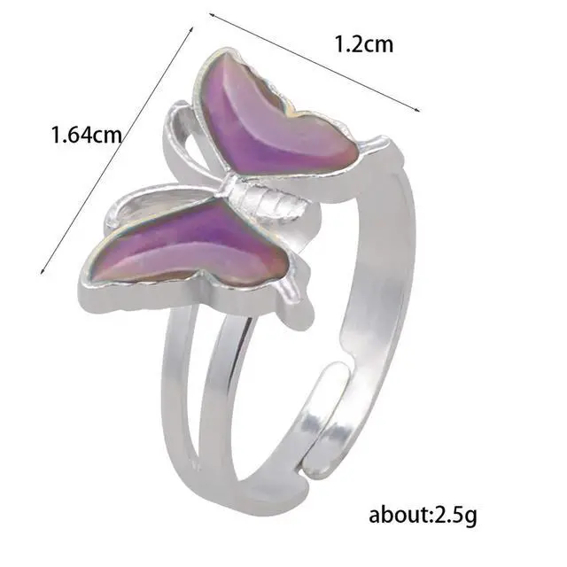 Alt view image 2 of 6 - Mood Rings 2 Pcs Butterfly Color Changing Color Emotion Feeling Adjustable Size Finger Ring Womens Girls