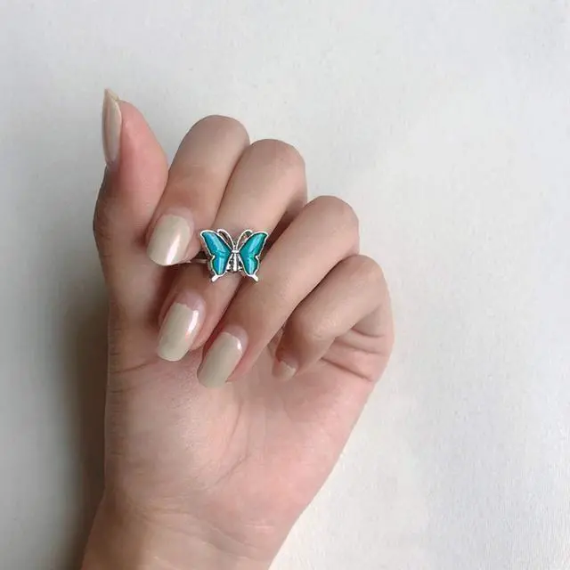 Alt view image 5 of 6 - Mood Rings 2 Pcs Butterfly Color Changing Color Emotion Feeling Adjustable Size Finger Ring Womens Girls