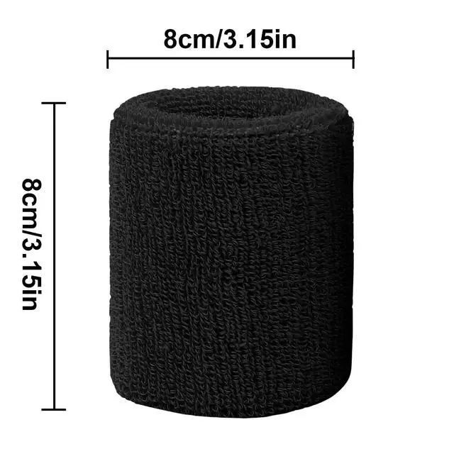 Alt view image 4 of 6 - 6 Pack Sweatbands Sports Wristband, Men & Women Wristbands, Breathable Cotton Sweatbands for Working Out, Running Athletic Sports, Basketball, Football, Black
