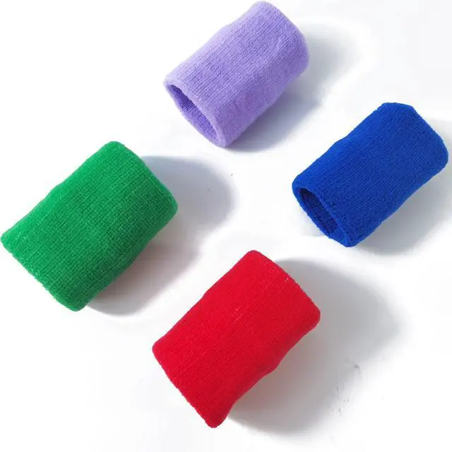 Alt view image 5 of 5 - 24PCS Colorful Sports Wristbands Cotton Sweatband Wristbands Wrist Sweatbands Wrist Sweat Bands for for Men and Women, Good for Tennis, Basketball, Running, Gym, Working Out (12Pair)