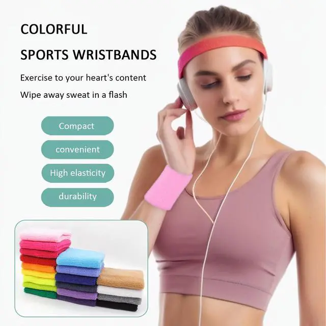 Alt view image 7 of 7 - Wristbands Sweatbands for Men & Women, Breathable Tennis Wrist Bands