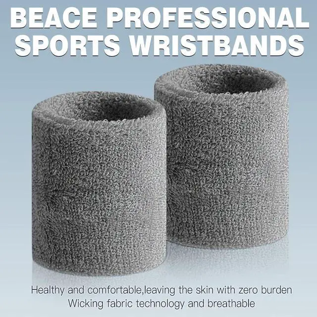 Alt view image 3 of 7 - Sweatbands Sports Wristband for Men & Women - Moisture Wicking Athletic Cotton Terry Cloth Sweatband for Tennis, Basketball, Running, Gym, Working Out