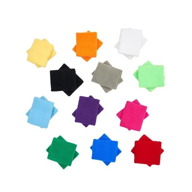 Alt view image 5 of 7 - 12 Pairs Colorful Wrist Sweatbands Athletic Cotton Terry Cloth Wristbands for Gym Sports