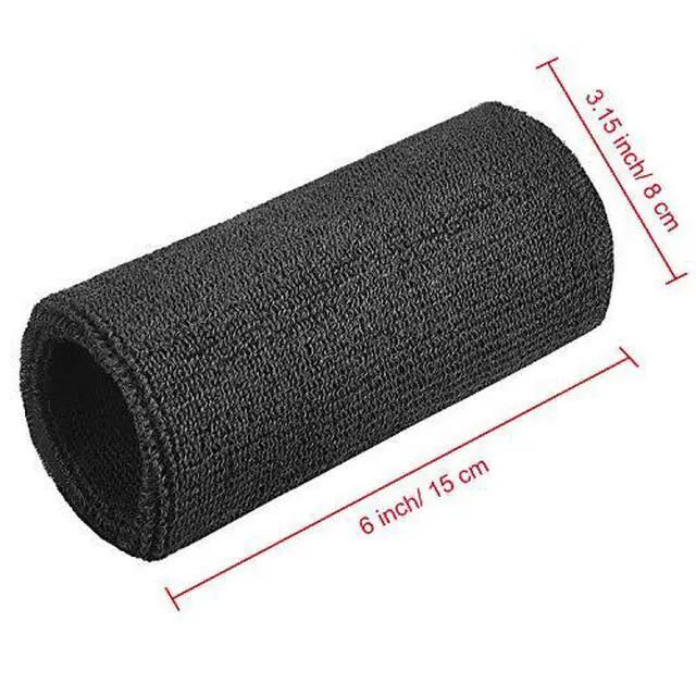 Alt view image 2 of 6 - 6" Wrist Sweatbands for Men Tennis Wrist Bands,Black