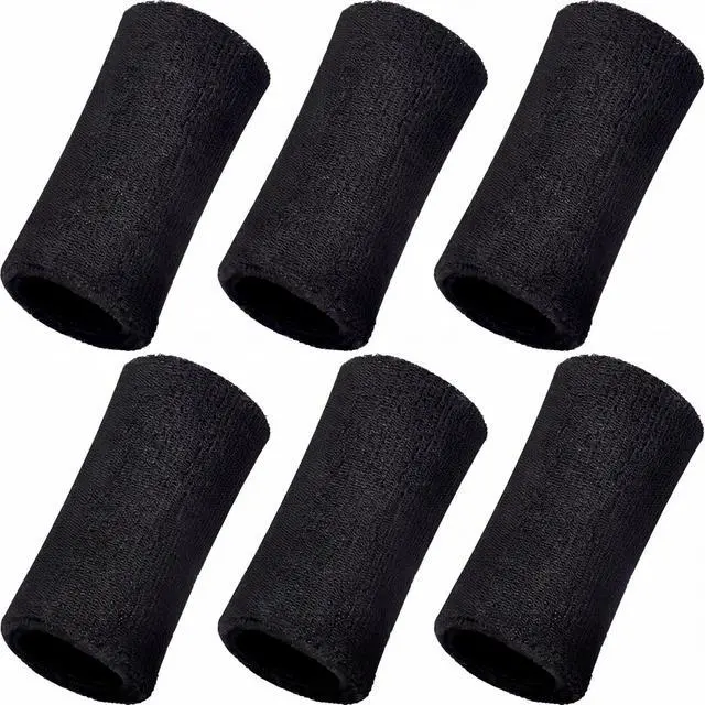 Main image of 6" Wrist Sweatbands for Men Tennis Wrist Bands,Black