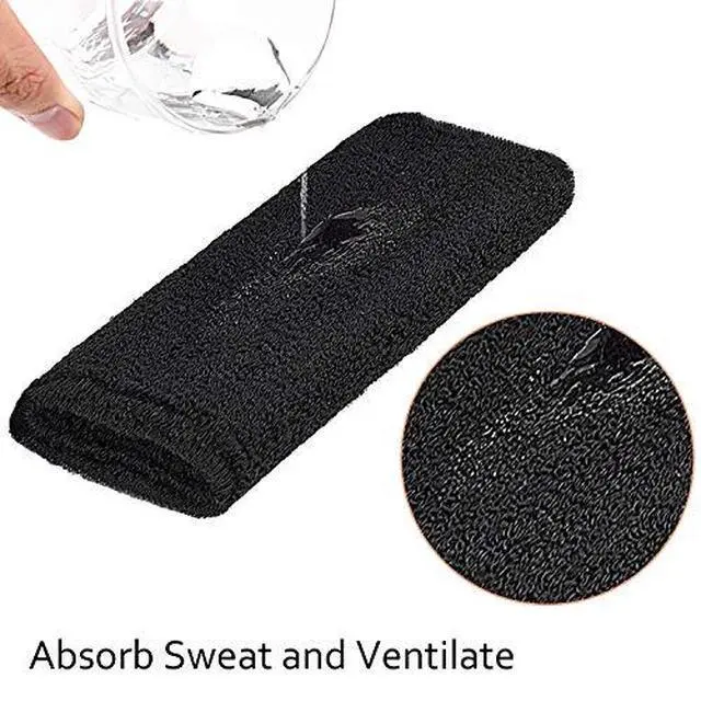 Alt view image 3 of 6 - 6" Wrist Sweatbands for Men Tennis Wrist Bands,Black