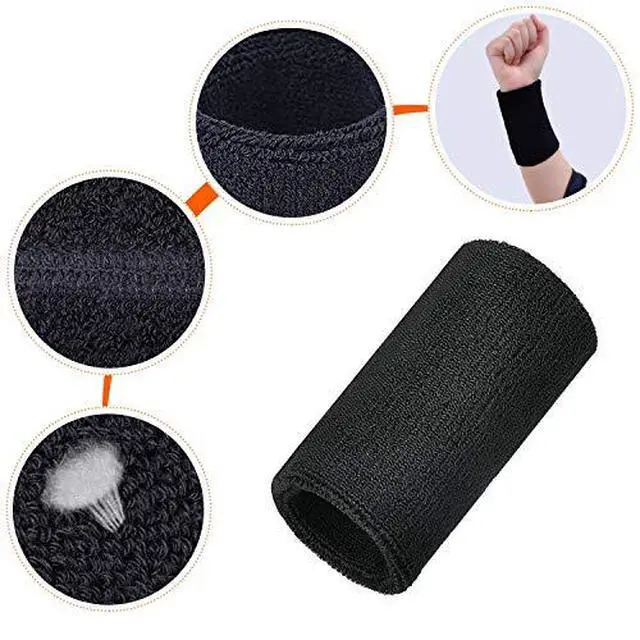 Alt view image 5 of 6 - 6" Wrist Sweatbands for Men Tennis Wrist Bands,Black