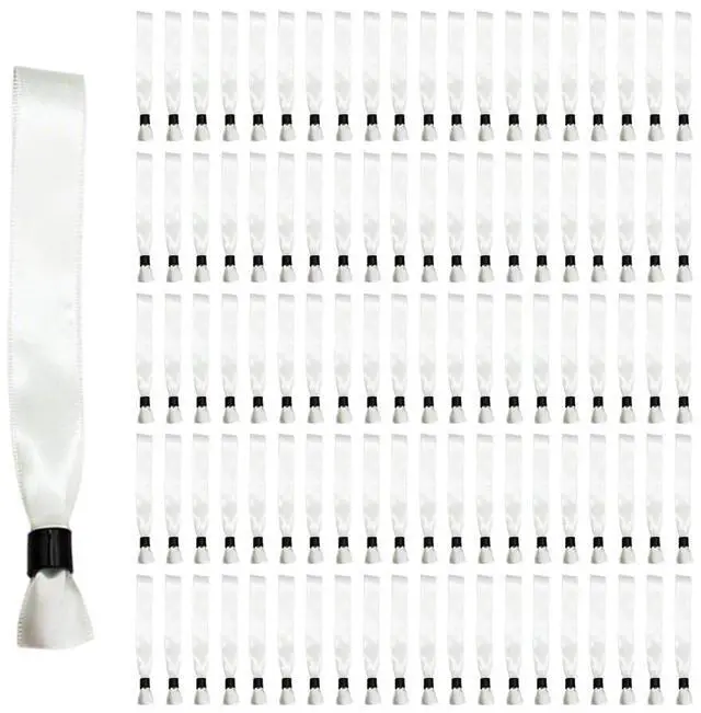 Main image of Cloth Wristbands for Events -100 Pack White Sublimation Blank Fabric Bracelets Wrist Bands for Concerts Festival Club Party