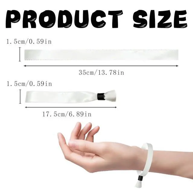 Alt view image 2 of 5 - Cloth Wristbands for Events -100 Pack White Sublimation Blank Fabric Bracelets Wrist Bands for Concerts Festival Club Party