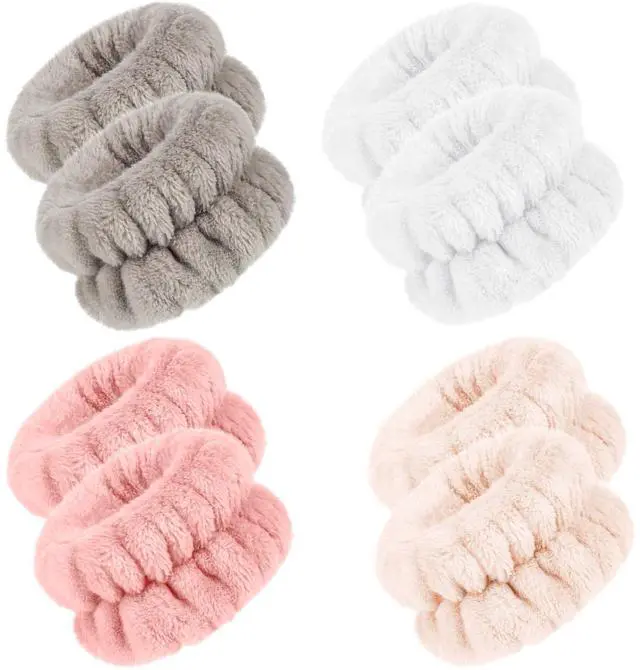 Main image of 4 Pairs Wrist Bands for Washing Face Microfiber,Stylish Colors