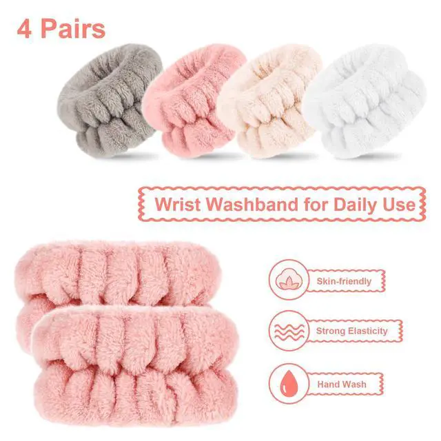 Alt view image 4 of 7 - 4 Pairs Wrist Bands for Washing Face Microfiber,Stylish Colors