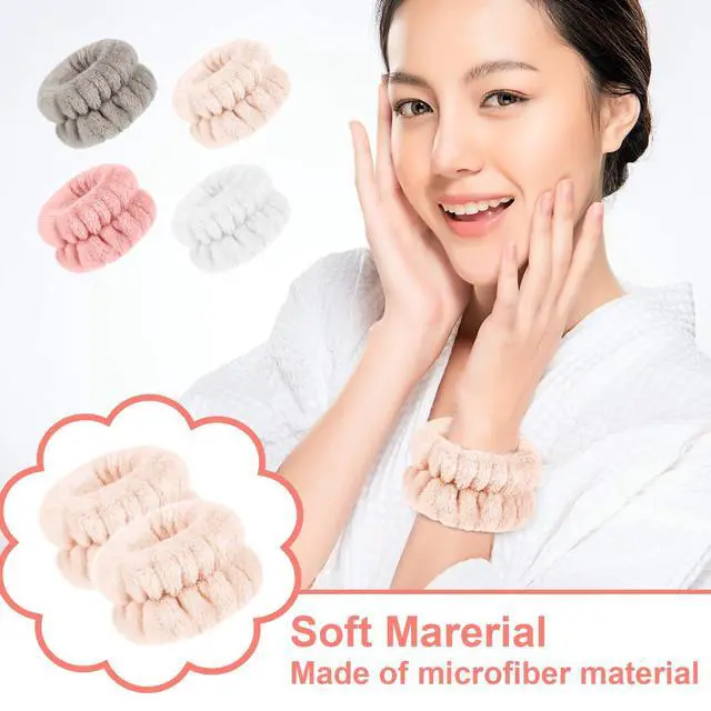 Alt view image 5 of 7 - 4 Pairs Wrist Bands for Washing Face Microfiber,Stylish Colors