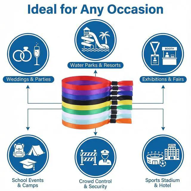 Alt view image 3 of 7 - 50 Pcs Cloth Event Wristband Disposable Fabric Bracelets Party Entrance Identification Wrist Strap for Concert Club Admission Summer Camp Festival VIP Drink Ticket ID