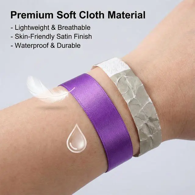 Alt view image 5 of 7 - 50 Pcs Cloth Event Wristband Disposable Fabric Bracelets Party Entrance Identification Wrist Strap for Concert Club Admission Summer Camp Festival VIP Drink Ticket ID