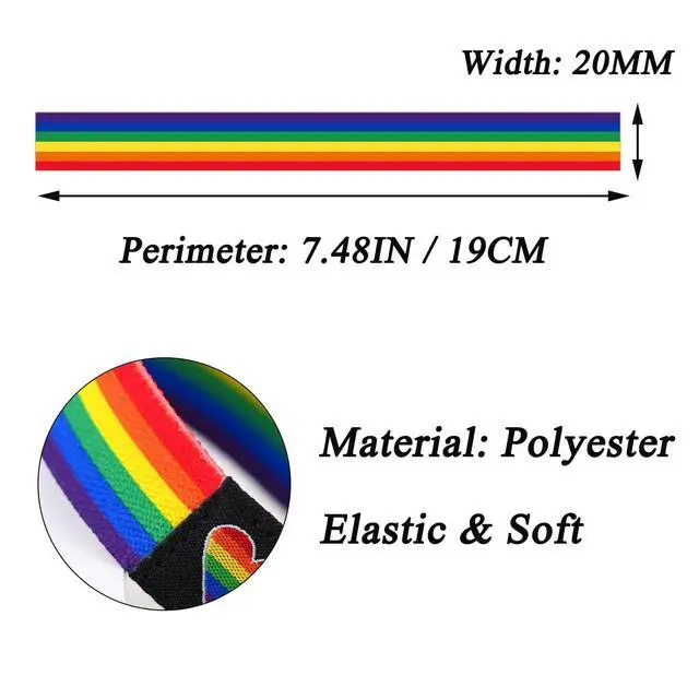 Alt view image 2 of 7 - Rainbow LGBT Pride Bracelet Wristband for Women Men, Stretch Elastic Band, LGBTQ Pride Wrist Bands Bracelets for Pride Month Trans Lesbian Pride Stuff Accessories Outfits Gifts-Black&Rainbow