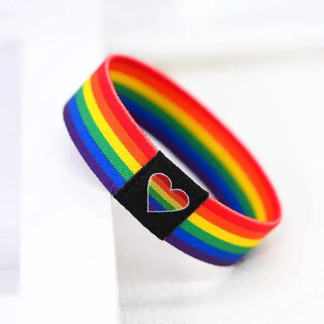 Alt view image 3 of 7 - Rainbow LGBT Pride Bracelet Wristband for Women Men, Stretch Elastic Band, LGBTQ Pride Wrist Bands Bracelets for Pride Month Trans Lesbian Pride Stuff Accessories Outfits Gifts-Black&Rainbow