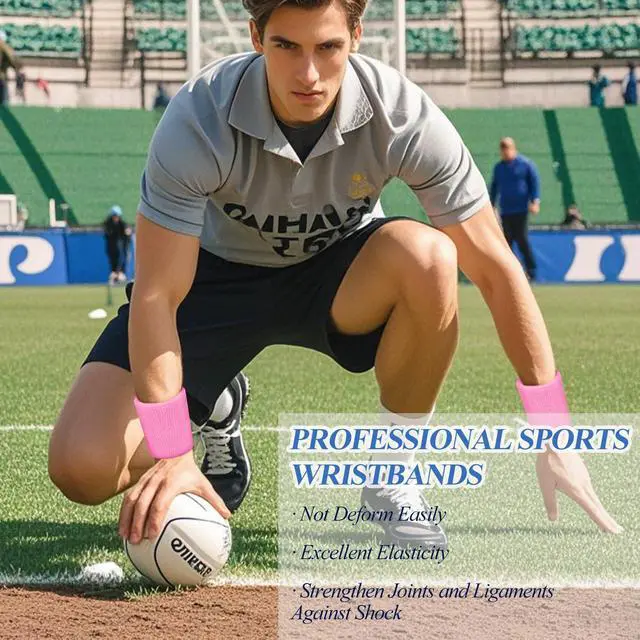 Alt view image 4 of 7 - 6 Pack Sweatbands Sports Wristband Breathable Wrist Band