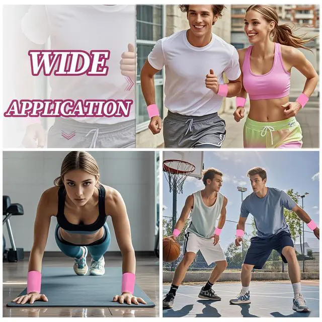 Alt view image 6 of 7 - 6 Pack Sweatbands Sports Wristband Breathable Wrist Band