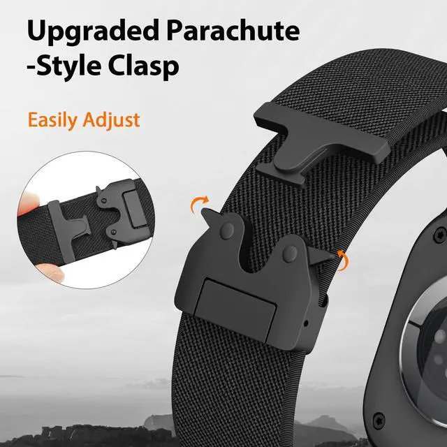 Alt view image 3 of 7 - Elastic Sport Band for Apple Watch Ultra 3/2/1 Bands 49mm 46mm 45mm 44mm 42mm 41mm 40mm 38mm Men Women, Adjustable Parachute Buckle Nylon Fabric Wristband for iWatch Series 11 10 SE 9 8 7 6 5 4 3