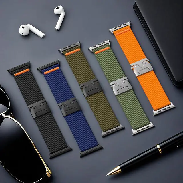 Alt view image 5 of 7 - Elastic Sport Band for Apple Watch Ultra 3/2/1 Bands 49mm 46mm 45mm 44mm 42mm 41mm 40mm 38mm Men Women, Adjustable Parachute Buckle Nylon Fabric Wristband for iWatch Series 11 10 SE 9 8 7 6 5 4 3