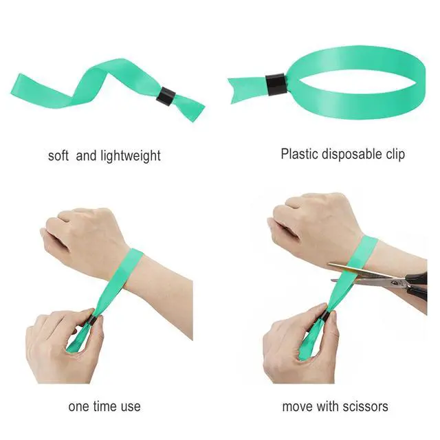 Alt view image 3 of 7 - 100 Pack Wrist Bands|Watergreen Wristbands for Events|Wristbands for Concerts Festival Admission Party|13.78 x 0.59