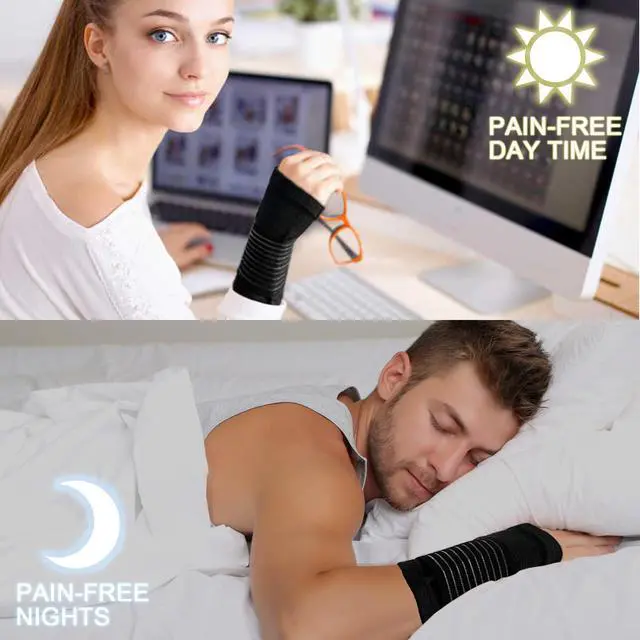 Alt view image 7 of 7 - 2 Pack Wrist Brace, Compression Wrist Support Splint for Women Men, Adjustable Wrist Strap Compression Wraps Fit Right Left Hand for Fitness, Carpal Tunnel Arthritis, Tendonitis, Wrist Pain