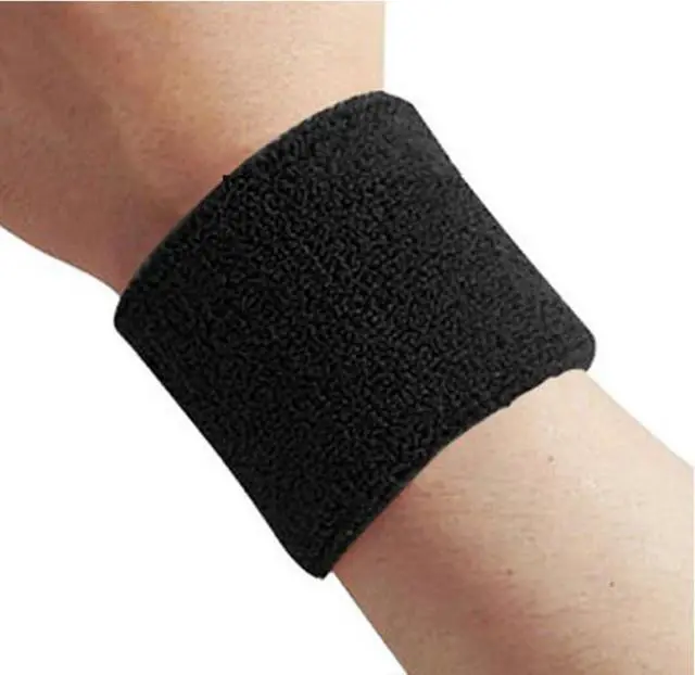Alt view image 2 of 6 - Sports Wristbands - Arm Bands, Wrist Sweat Bands - One Size - Black - Cotton Blend - Unisex - For Athletes