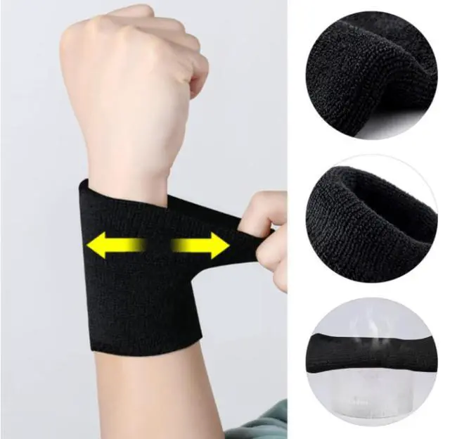 Alt view image 4 of 6 - Sports Wristbands - Arm Bands, Wrist Sweat Bands - One Size - Black - Cotton Blend - Unisex - For Athletes