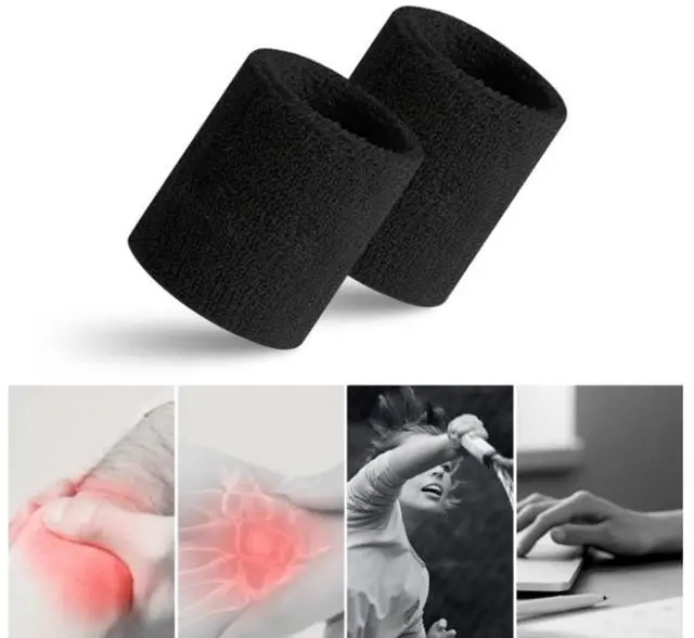 Alt view image 5 of 6 - Sports Wristbands - Arm Bands, Wrist Sweat Bands - One Size - Black - Cotton Blend - Unisex - For Athletes