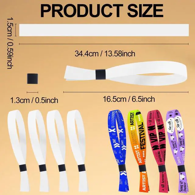 Alt view image 2 of 7 - 100 Pcs Sublimation Cloth Event Wristband Blank, Disposable Wristbands