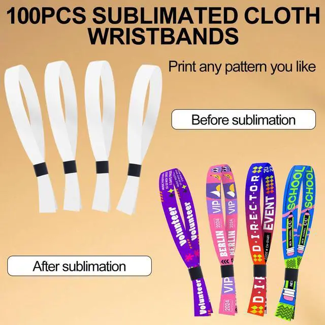 Alt view image 3 of 7 - 100 Pcs Sublimation Cloth Event Wristband Blank, Disposable Wristbands