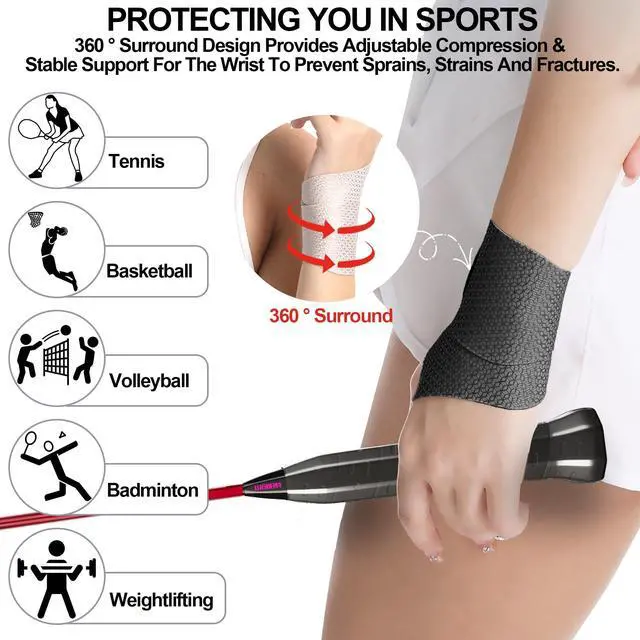 Alt view image 3 of 6 - 2 Pack Ultra Thin Wrist Brace - Wrist Compression Band for Carpal Tunnel, Pain Relief, Arthritis Tendonitis - Carpal Tunnel Brace with Thumb Support - Black