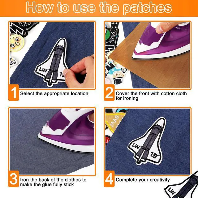 Alt view image 4 of 7 - Embroidered Iron-on Patches Applique: 72Pcs Clothing Accessories