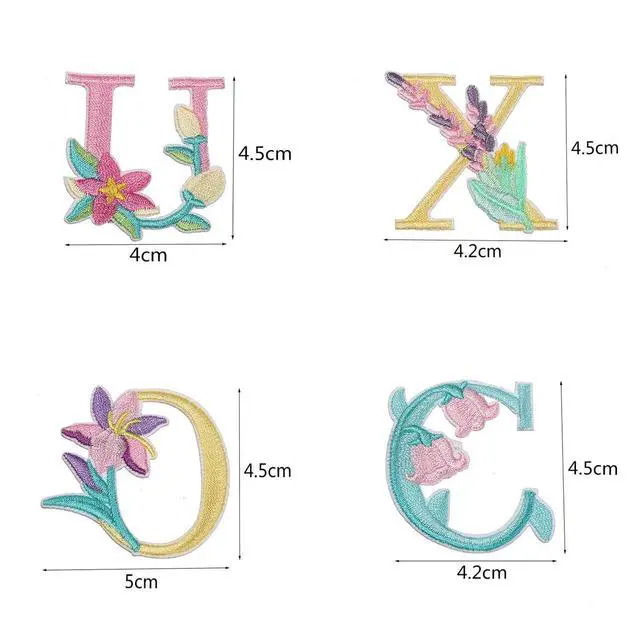 Alt view image 5 of 5 - Iron On Letter Patches, 2 Sets (52 Pieces) A-Z Flower Embroidery Alphabet Patches for Clothing Backpacks Hats Shirts