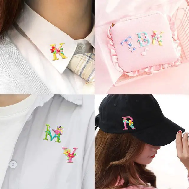 Alt view image 4 of 5 - Iron On Letter Patches, 2 Sets (52 Pieces) A-Z Flower Embroidery Alphabet Patches for Clothing Backpacks Hats Shirts