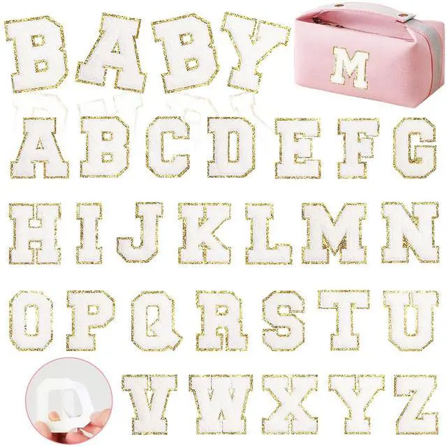 Main image of Self-Adhesive Chenille Letters Patches, 26PCS White Letter Stickers on Patches Varsity Letter Patches for Clothing Jackets Backpacks Hats Repair Alphabet Embroidered Applique