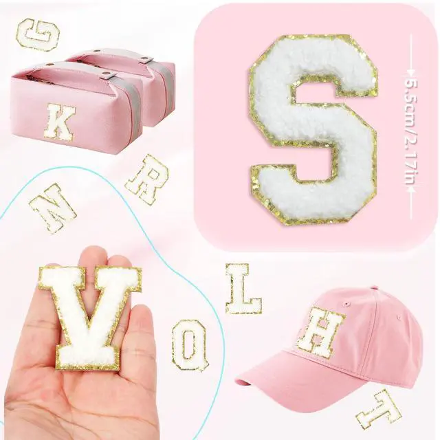 Alt view image 2 of 7 - Self-Adhesive Chenille Letters Patches, 26PCS White Letter Stickers on Patches Varsity Letter Patches for Clothing Jackets Backpacks Hats Repair Alphabet Embroidered Applique