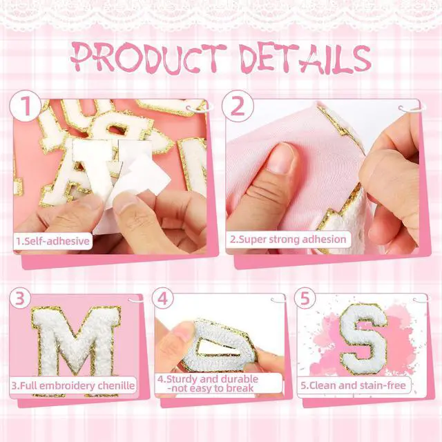 Alt view image 4 of 7 - Self-Adhesive Chenille Letters Patches, 26PCS White Letter Stickers on Patches Varsity Letter Patches for Clothing Jackets Backpacks Hats Repair Alphabet Embroidered Applique