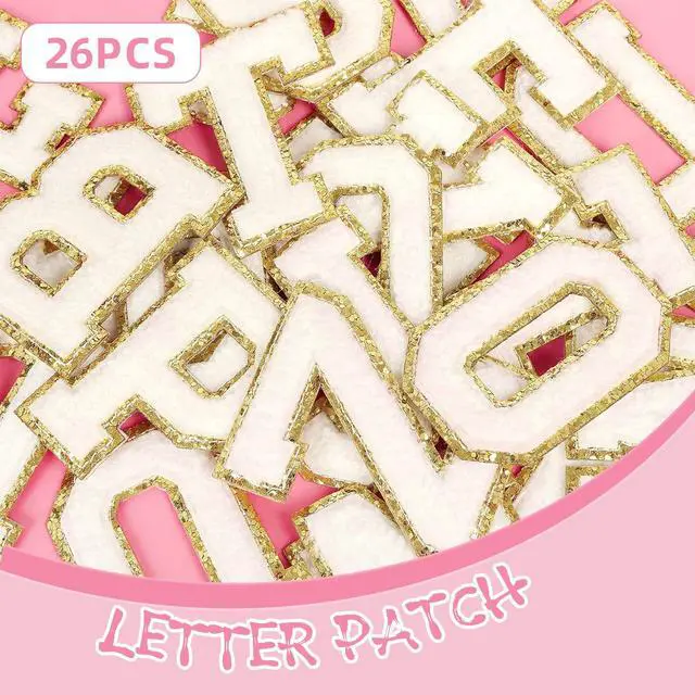 Alt view image 7 of 7 - Self-Adhesive Chenille Letters Patches, 26PCS White Letter Stickers on Patches Varsity Letter Patches for Clothing Jackets Backpacks Hats Repair Alphabet Embroidered Applique