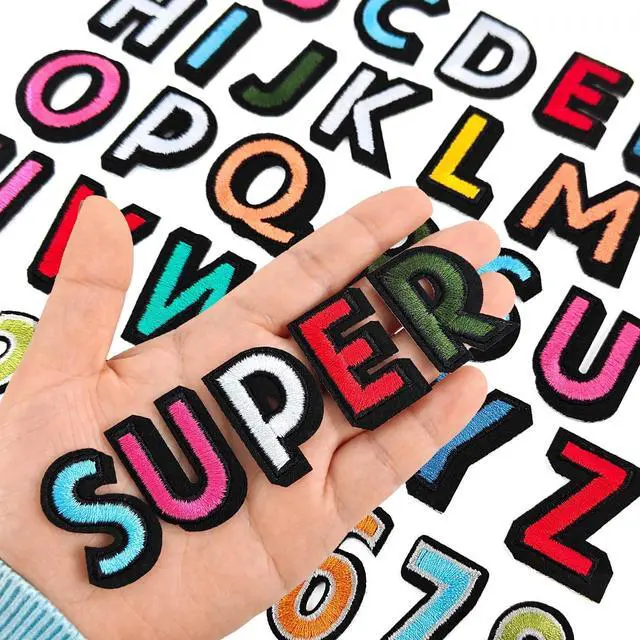 Main image of 108Pcs Iron on Letters for Fabric, Letters Patches A-Z, Embroidered Number Patches 0-9, Iron on/Sew on Alphabet Patch for Clothes, Hat, Socks, Jeans