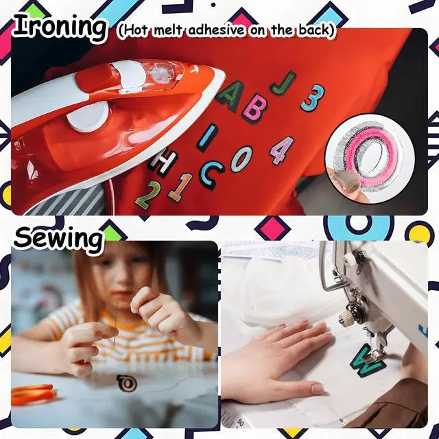 Alt view image 6 of 6 - 108Pcs Iron on Letters for Fabric, Letters Patches A-Z, Embroidered Number Patches 0-9, Iron on/Sew on Alphabet Patch for Clothes, Hat, Socks, Jeans