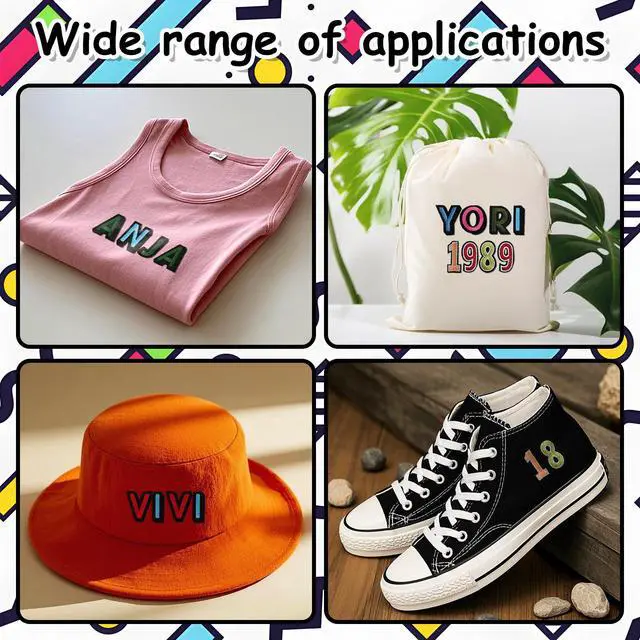 Alt view image 5 of 6 - 108Pcs Iron on Letters for Fabric, Letters Patches A-Z, Embroidered Number Patches 0-9, Iron on/Sew on Alphabet Patch for Clothes, Hat, Socks, Jeans