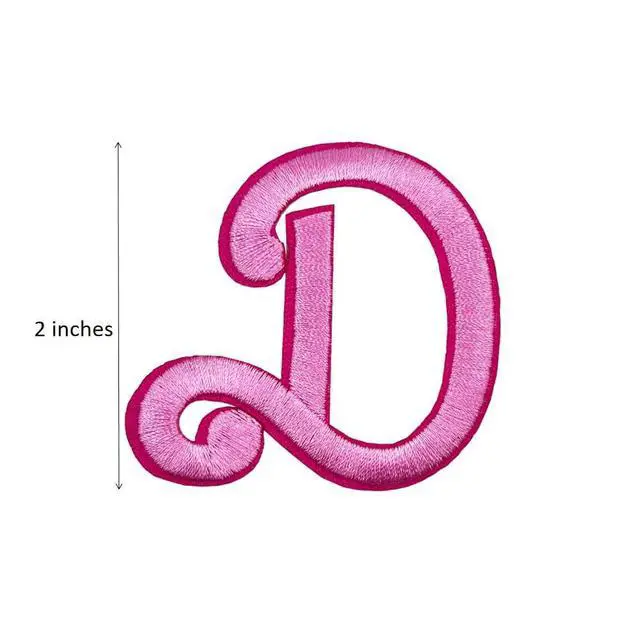 Alt view image 2 of 4 - Pink Cursive Letters Embroidered Iron On Patches Applique Clothes Dress Hat Jeans Sewing Alphabet Letter (Aa-Zz) Applique Accessory (Dd)
